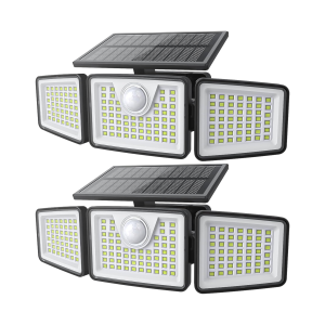 Solar Lights Outdoor – 2500LM Motion Sensor, 3-Head 355° Wide Angle, Waterproof Security Lights (2 Pcs)
